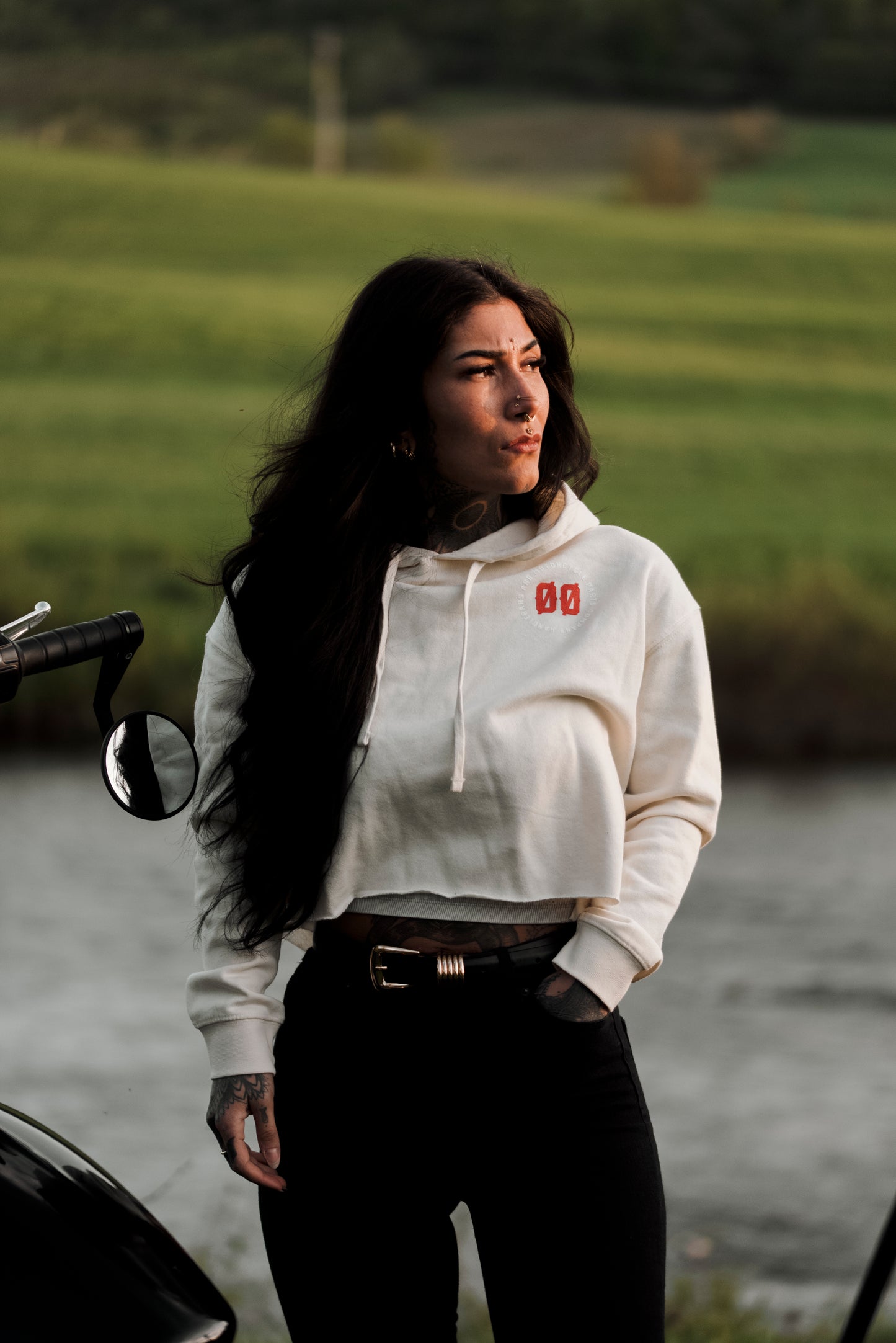Crop Hoodie Femme 00 Motorcycle - Bone