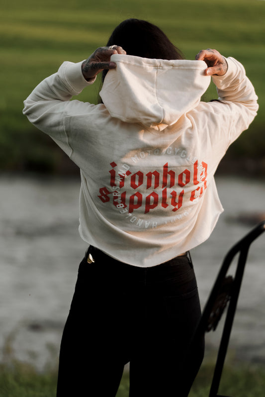 Crop Hoodie Femme 00 Motorcycle - Bone