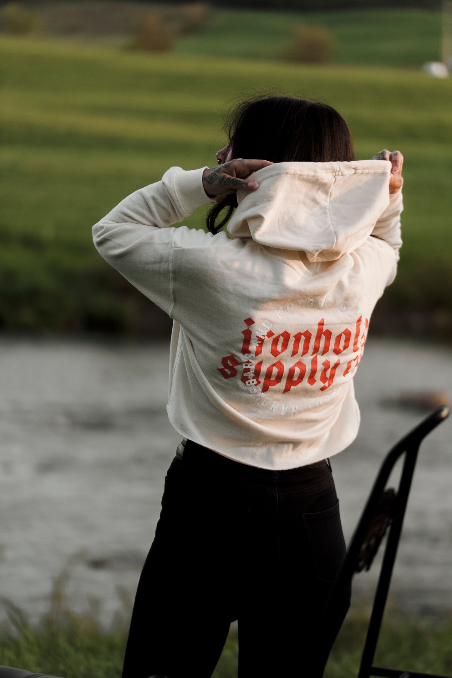 Crop Hoodie Femme 00 Motorcycle - Bone